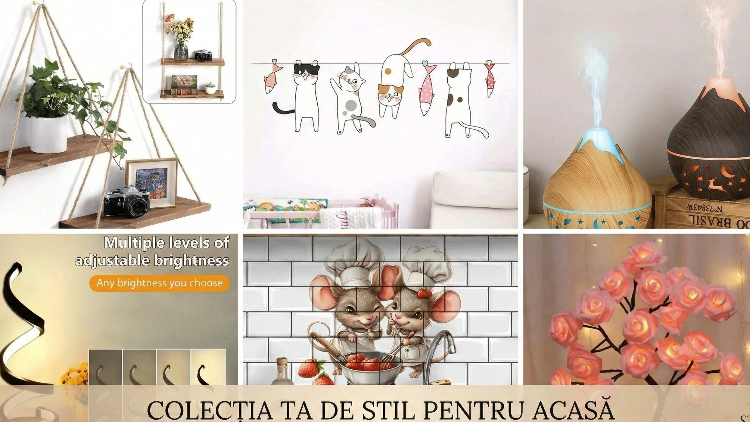 Un colaj cu produsele decorative vandute de magazinul nostru