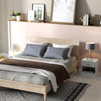 Set de 2 noptiere cu 2 sertare și rafturi deschise, stil modern, 39 x 28 x 41 cm, alb