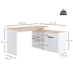 Birou modular cu spații multiple de depozitare, nișă dublă + sertar și dulap din lemn