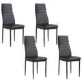 Set de 4 scaune de sufragerie, din piele ecologica si cadru metalic