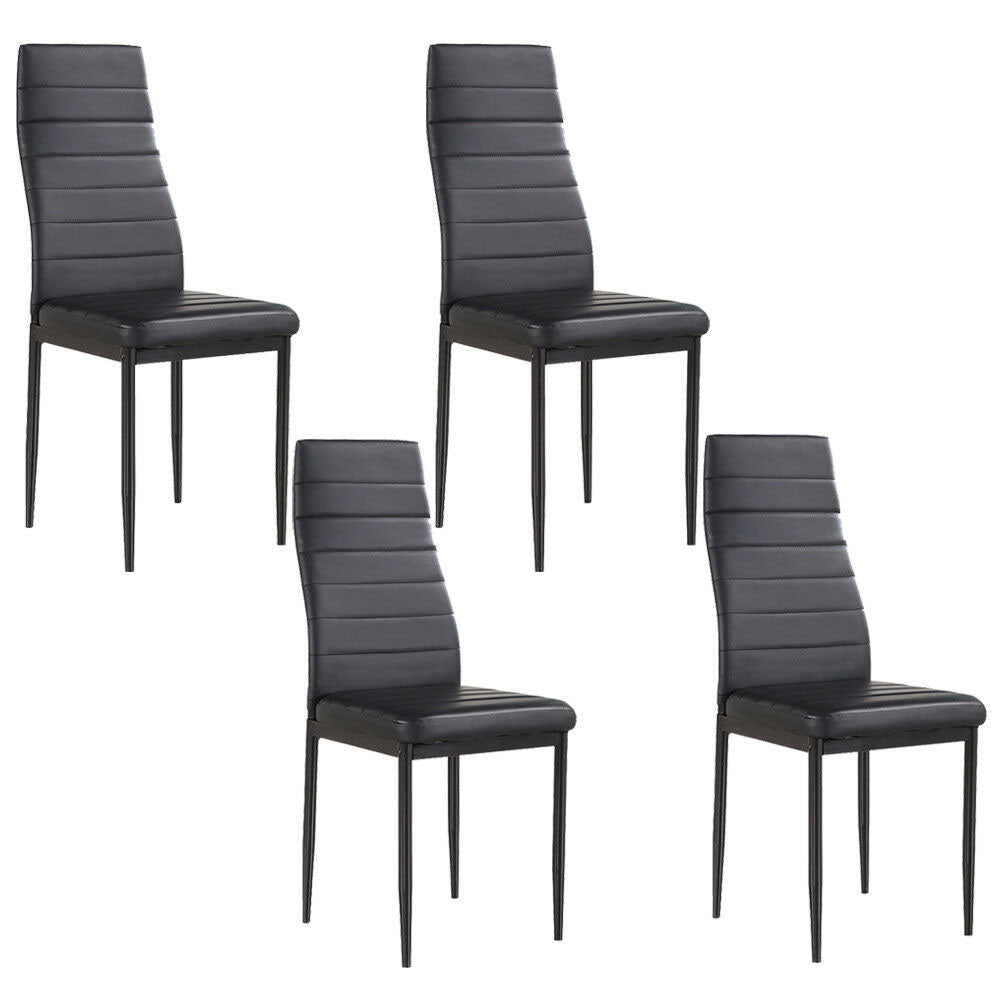 Set de 4 scaune de sufragerie, din piele ecologica si cadru metalic