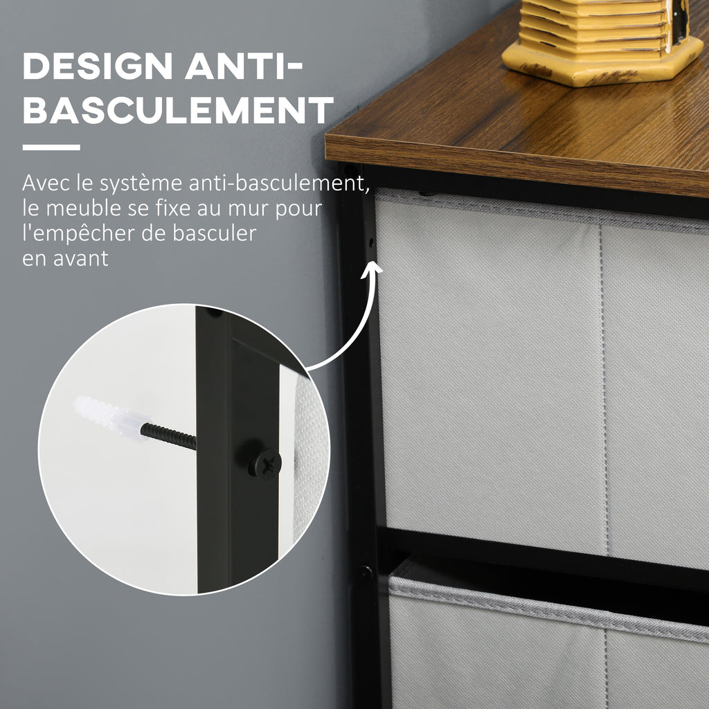 Comodă cu 8 sertare pliabile din material textil  - structură din oțel negru - 100 x 30 x 78 cm