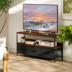 Comodă TV cu 3 sertare și picioare din oțel 120 x 29 x 56 cm maro rustic