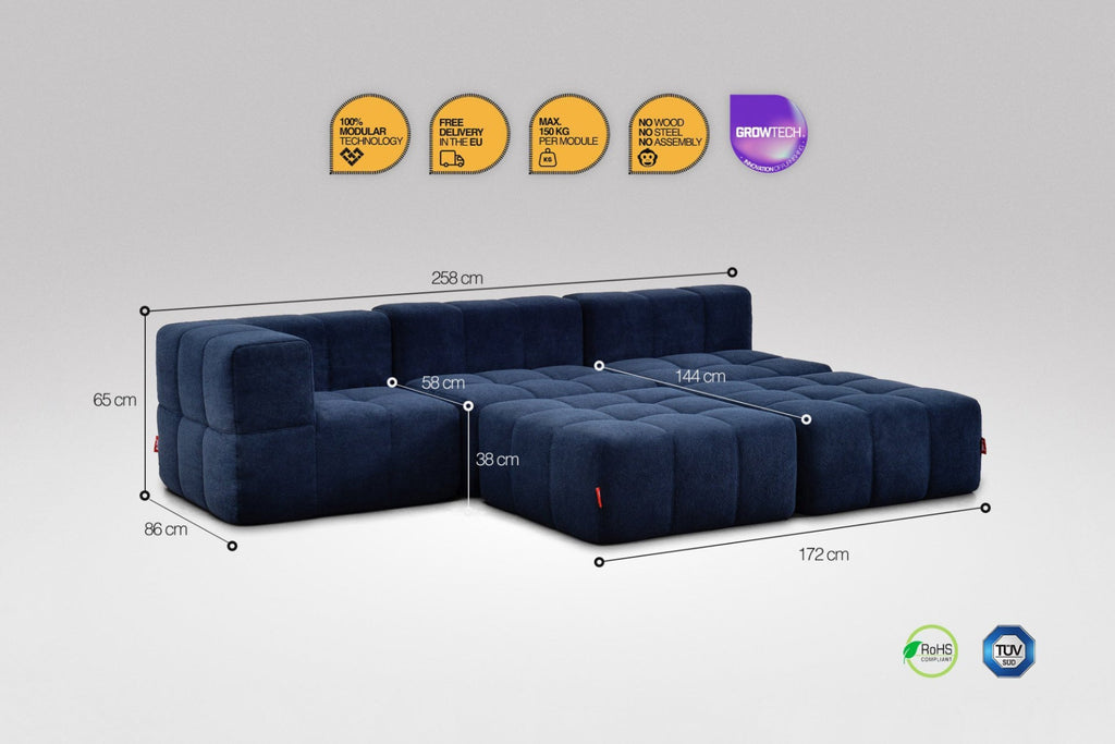 5-Piece Modular Sofa – Blue-2