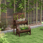Jardinieră înălțată pe picioare cu grilaj,  balcon, grădină 42 x 49 x 80 cm, maro
