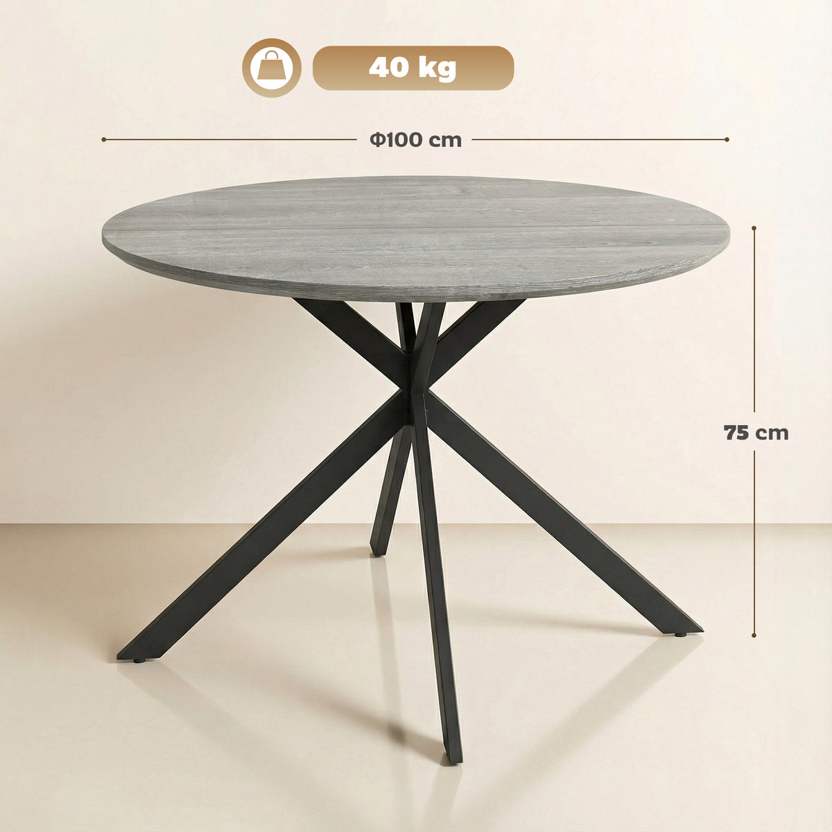 Masă de sufragerie rotundă pentru 4 persoane 100 cm