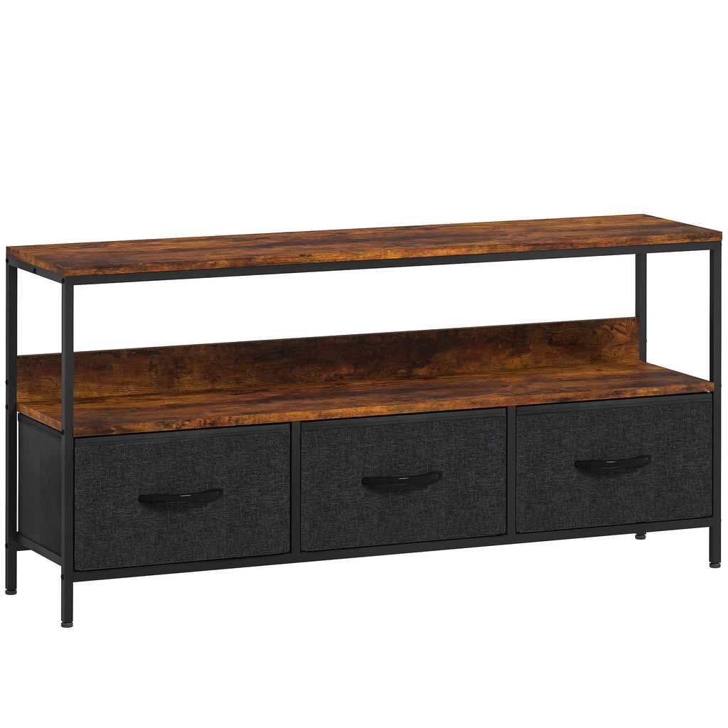 Comodă TV cu 3 sertare și picioare din oțel 120 x 29 x 56 cm maro rustic