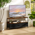 Comodă TV cu 3 sertare și picioare din oțel 120 x 29 x 56 cm maro rustic