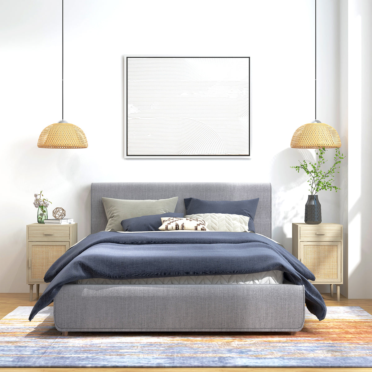 Set de 2 noptiere cu sertar și dulap, raft reglabil, 40 x 40 x 68,5 cm