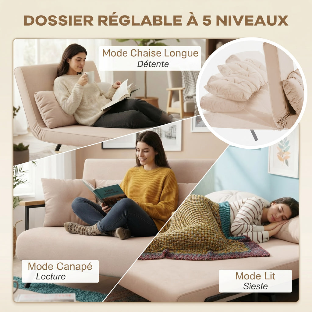 Canapea extensibilă cu 2 persoane , tapițerie cu efect de catifea, bej
