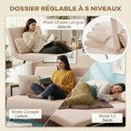 Canapea extensibilă cu 2 persoane , tapițerie cu efect de catifea, bej