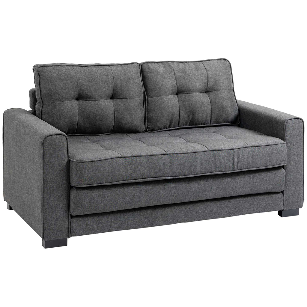 Canapea extensibilă cu 2 locuri - spătar capitonat - 147,5 x 75 x 85 cm - gri