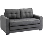 Canapea extensibilă cu 2 locuri - spătar capitonat - 147,5 x 75 x 85 cm - gri