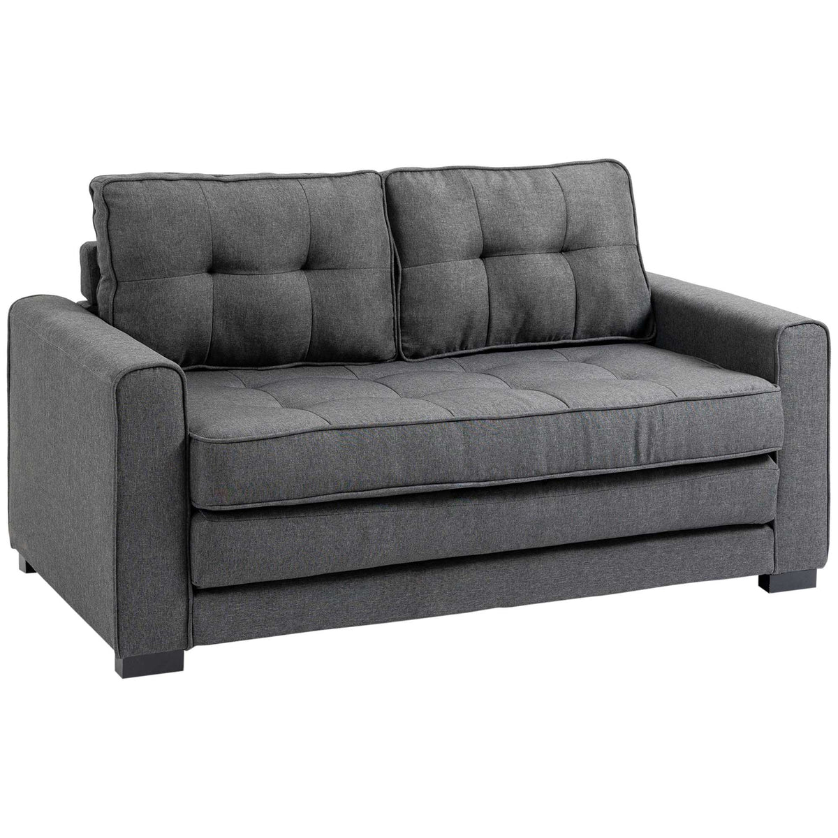 Canapea extensibilă cu 2 locuri - spătar capitonat - 147,5 x 75 x 85 cm - gri