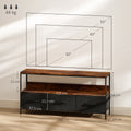 Comodă TV cu 3 sertare și picioare din oțel 120 x 29 x 56 cm maro rustic