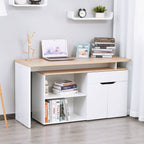 Birou modular cu spații multiple de depozitare, nișă dublă + sertar și dulap din lemn