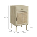 Set de 2 noptiere cu sertar și dulap, raft reglabil, 40 x 40 x 68,5 cm