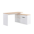 Birou modular cu spații multiple de depozitare, nișă dublă + sertar și dulap din lemn