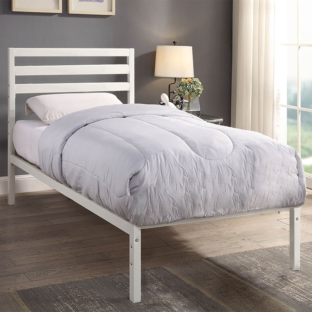 Cadru pat metalic Bella cu grilaj cadou-90x200 cm-alb-1