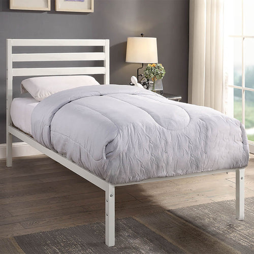 Cadru pat metalic Bella cu grilaj cadou-90x200 cm-alb-1