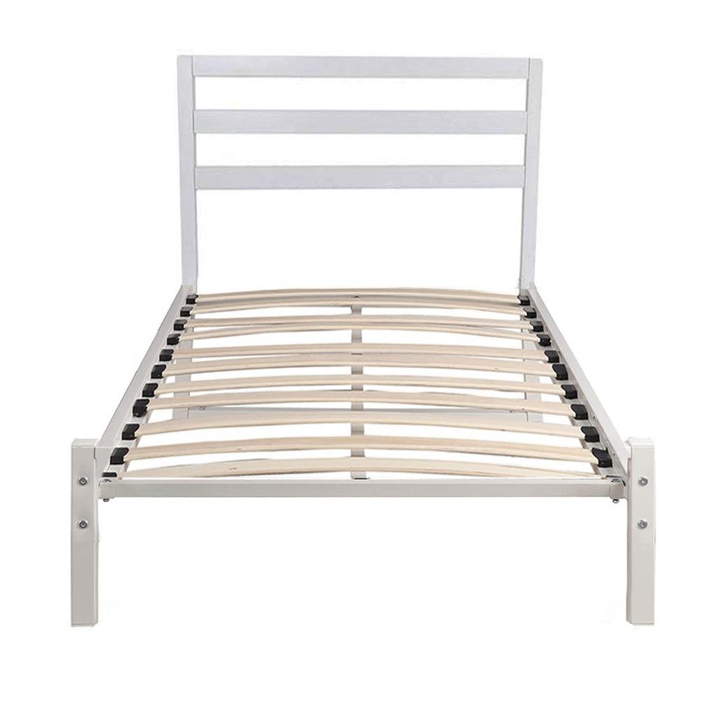 Cadru pat metalic Bella cu grilaj cadou-90x200 cm-alb-0