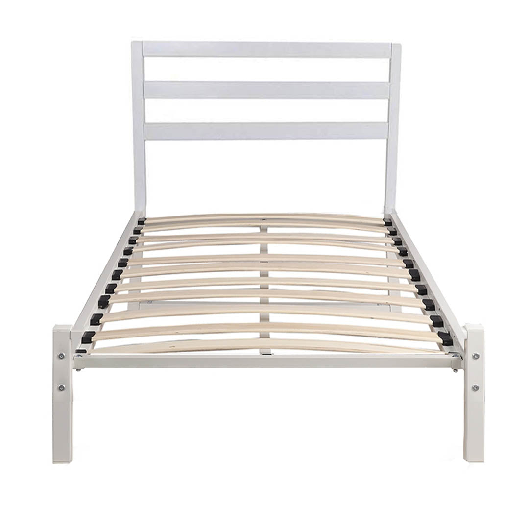 Cadru pat metalic Bella cu grilaj cadou-90x200 cm-alb-0