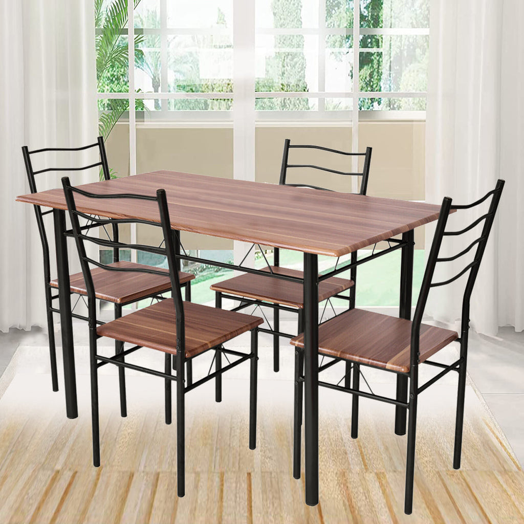 Set Dining Modern – Masă cu Cadru Metalic și 4 Scaune pentru Bucătărie sau Living