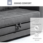 Canapea extensibilă cu 2 locuri - spătar capitonat - 147,5 x 75 x 85 cm - gri