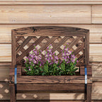 Jardinieră înălțată pe picioare cu grilaj,  balcon, grădină 42 x 49 x 80 cm, maro
