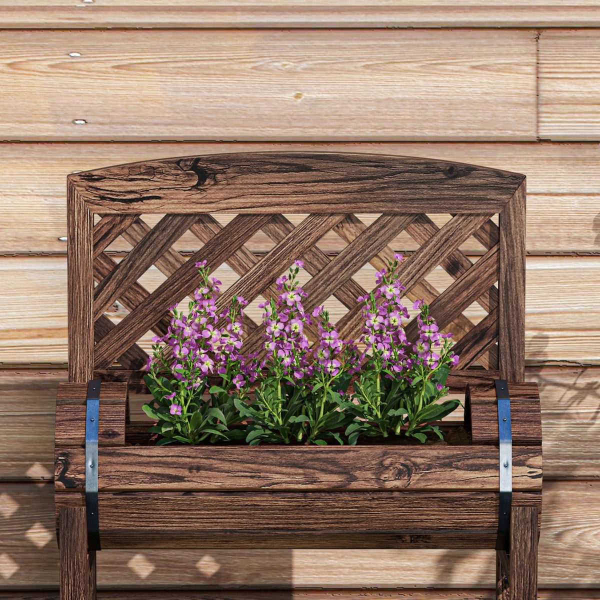 Jardinieră înălțată pe picioare cu grilaj,  balcon, grădină 42 x 49 x 80 cm, maro
