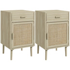 Set de 2 noptiere cu sertar și dulap, raft reglabil, 40 x 40 x 68,5 cm
