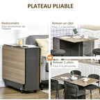 Masă de sufragerie pliabilă pe rotile cu depozitare