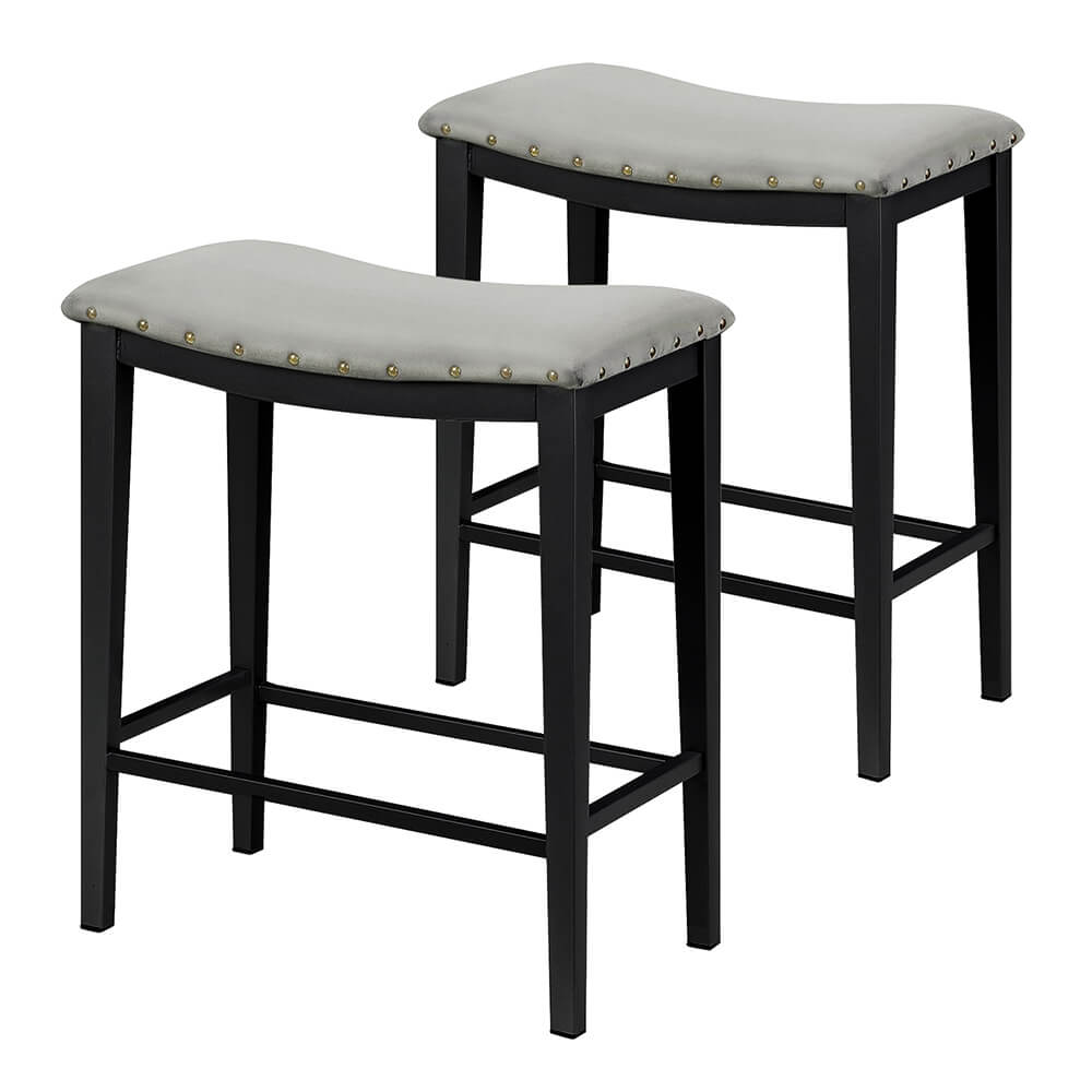 Set 2 Scaune de Bar Tapițate – Șezut Moale și Cadru Metalic Robust,  Design Elegant