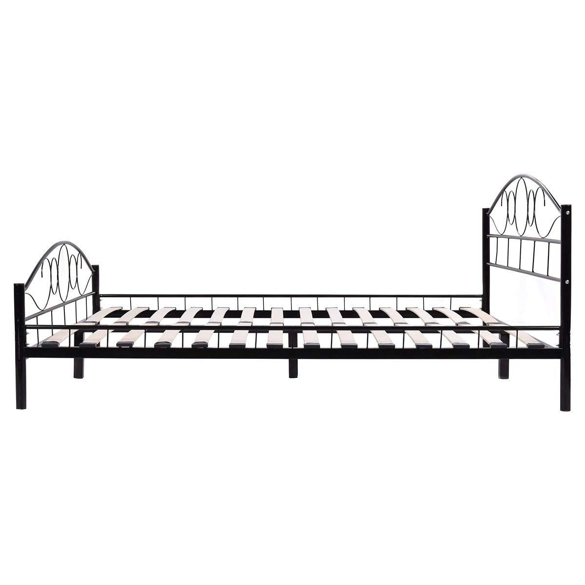 Cadru de pat din metal Mimi cu somieră cadou , Negru 140x200 cm