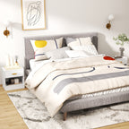 Set de 2 noptiere cu 2 sertare și rafturi deschise, stil modern, 39 x 28 x 41 cm, alb