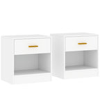 Set de 2 noptiere cu 2 sertare și rafturi deschise, stil modern, 39 x 28 x 41 cm, alb