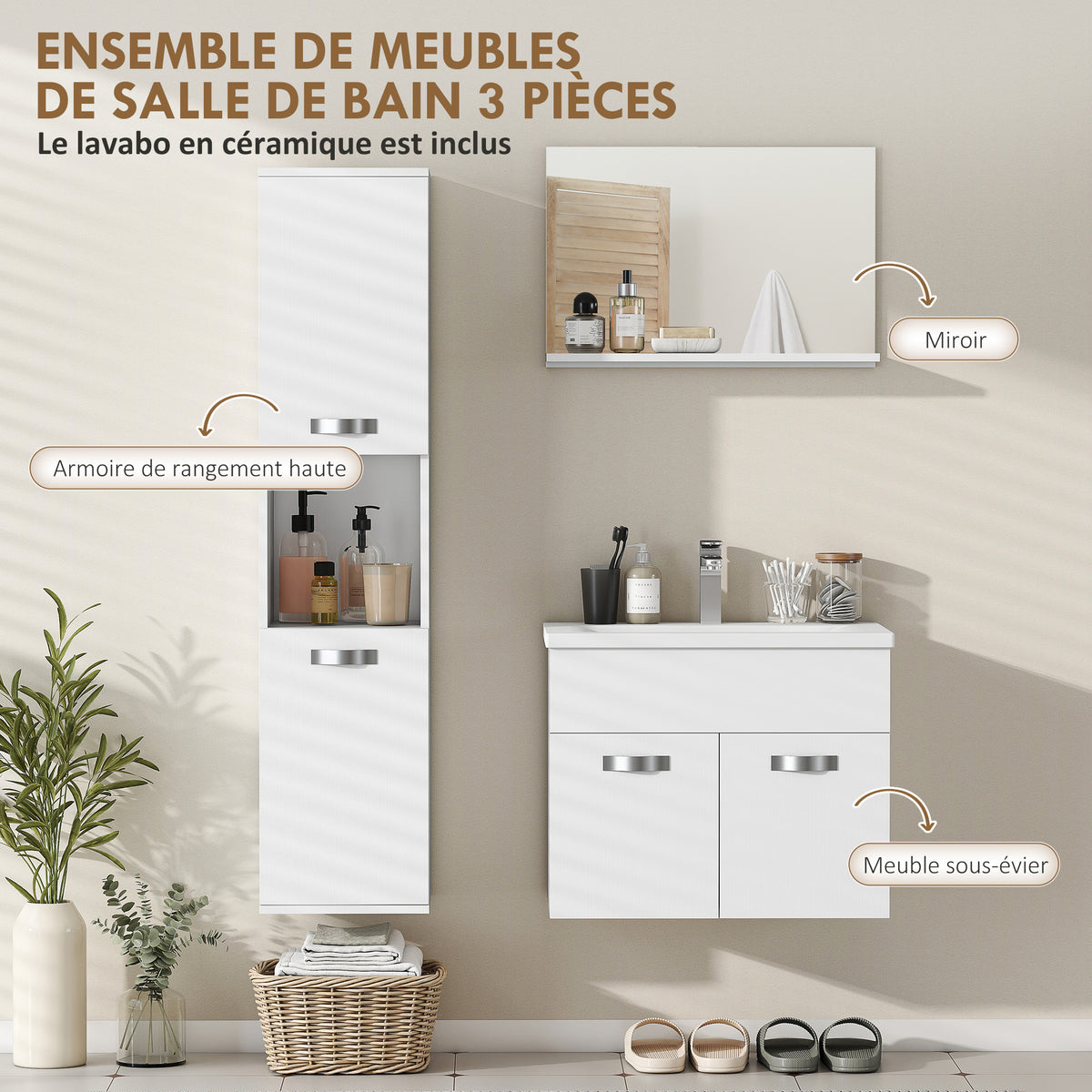 Set de mobilier de baie 4 piese