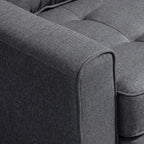 Canapea extensibilă cu 2 locuri - spătar capitonat - 147,5 x 75 x 85 cm - gri